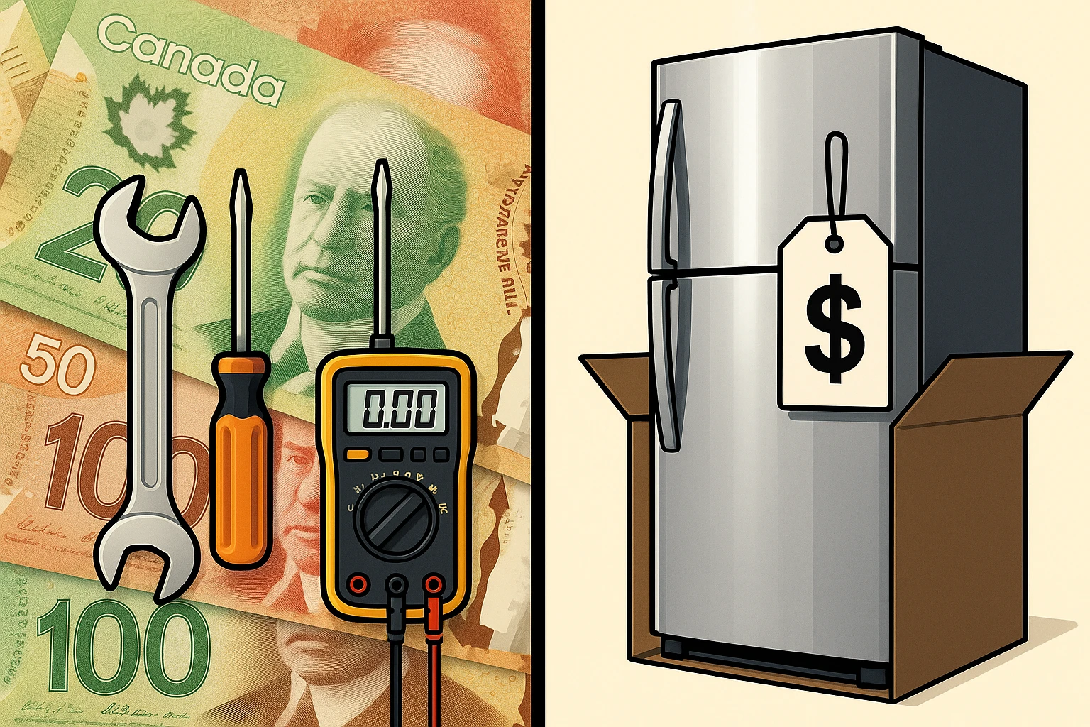 Chart comparing the costs of appliance repair versus replacement