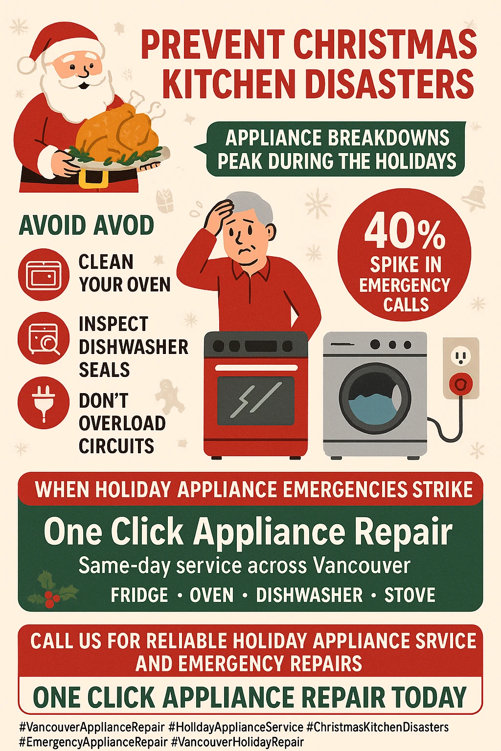 Infographic showing key takeaways for Vancouver holiday appliance breakdowns
