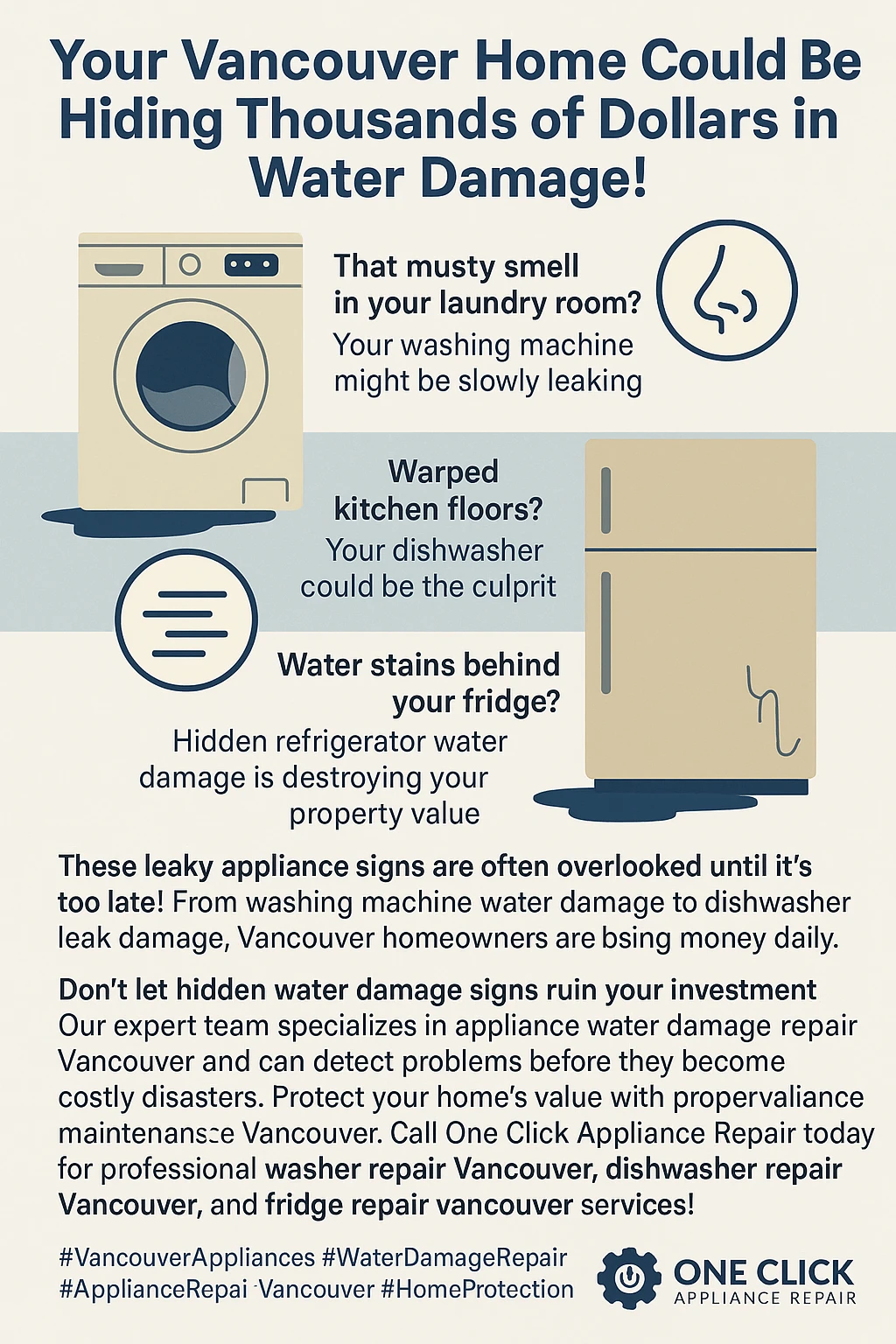 Infographic with key statistics about appliance water damage in Vancouver