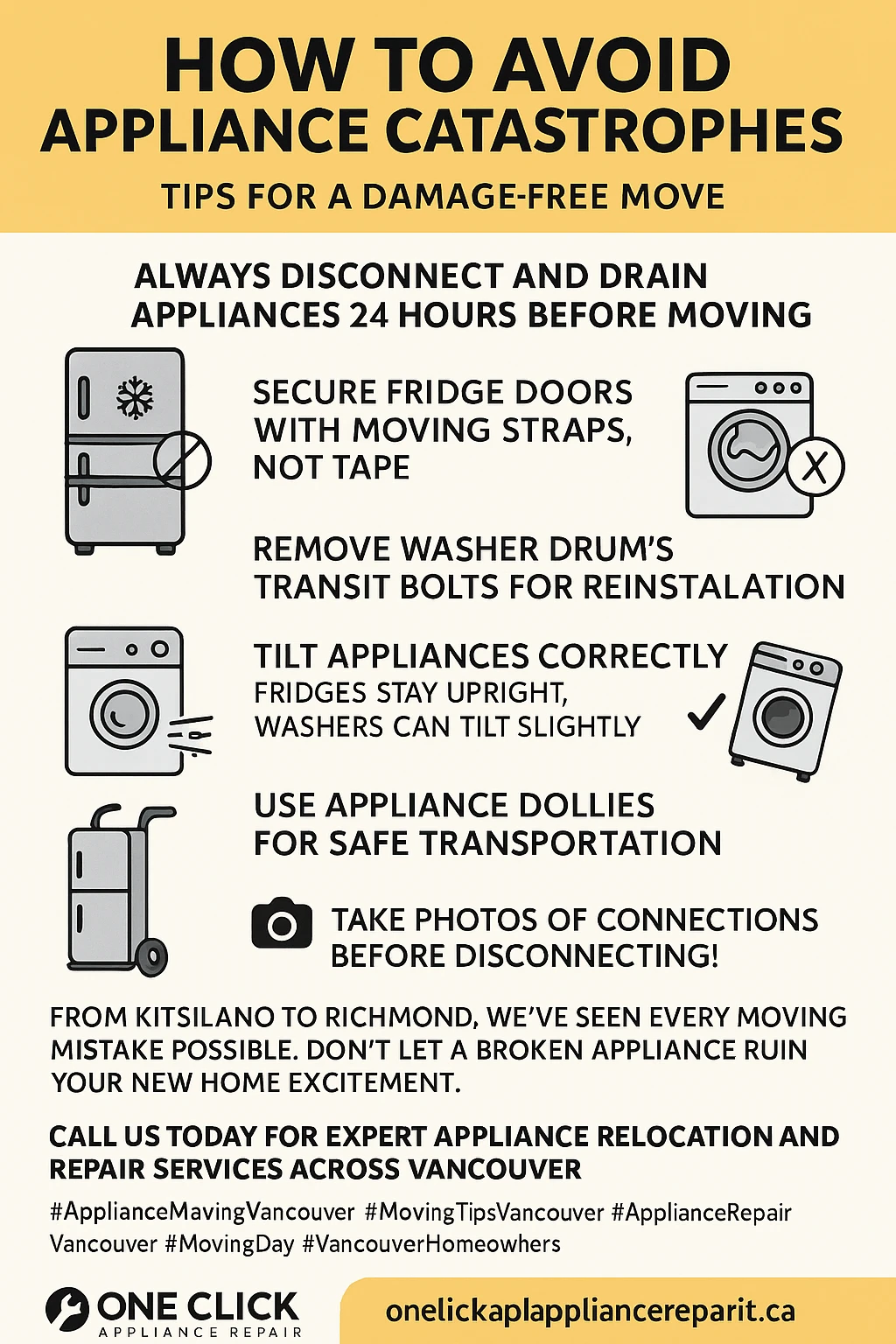 Infographic on moving appliances safely in Vancouver