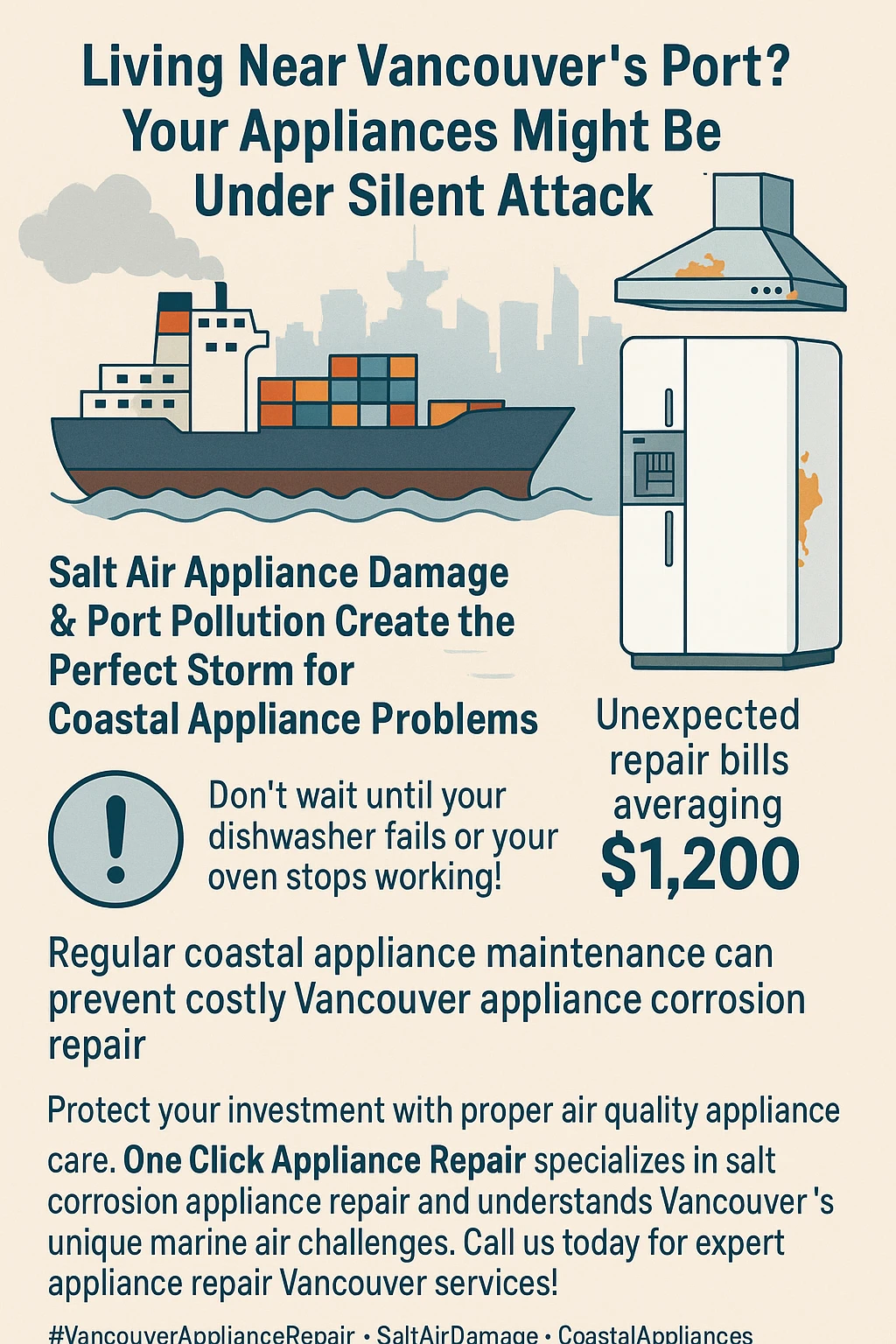 Infographic summarizing key takeaways on Vancouver port pollution and appliance damage.