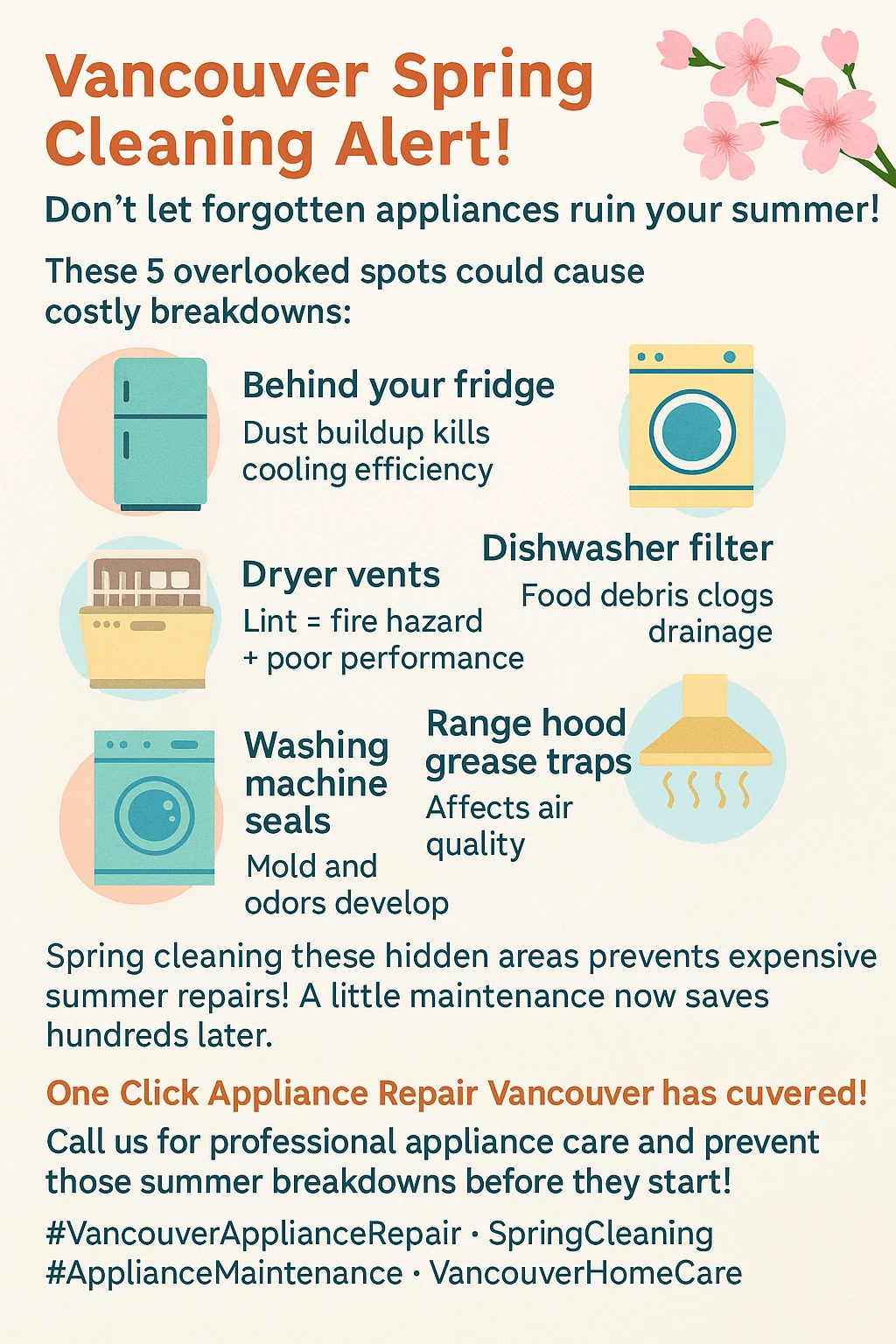 Infographic summary of spring cleaning appliances in Vancouver
