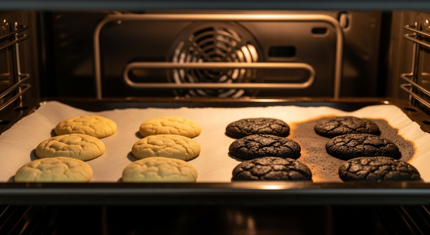 Signs of oven failure including unevenly cooked food