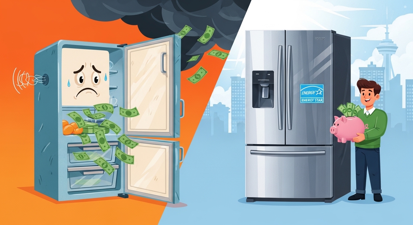 Illustration showing money savings from Vancouver appliance rebates.