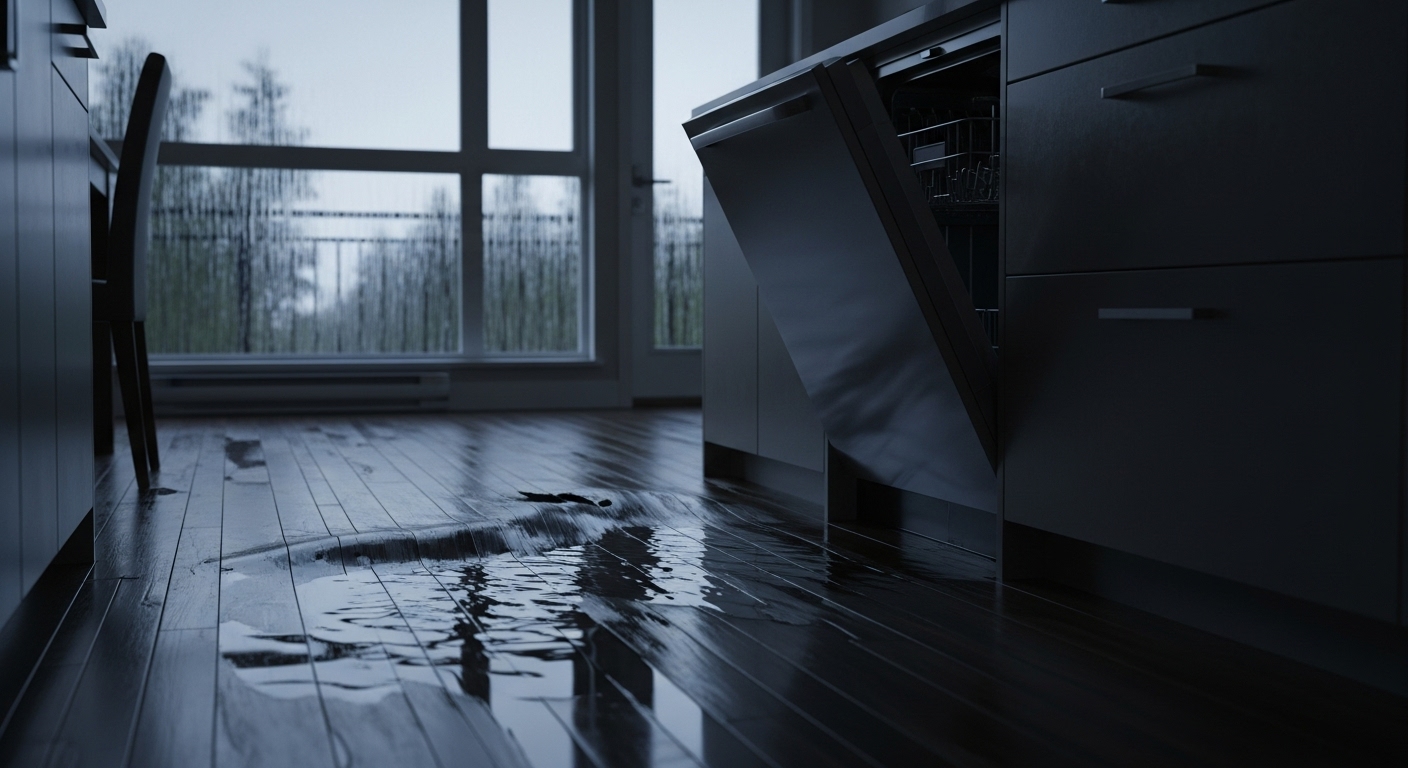 Flooded kitchen in Vancouver from an appliance disaster