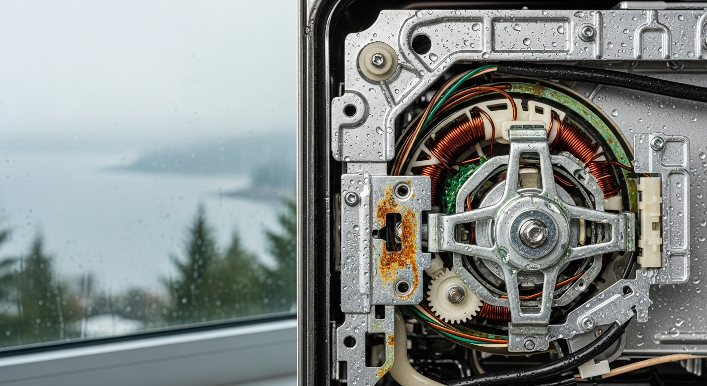Corrosion on an appliance due to Vancouver's coastal climate