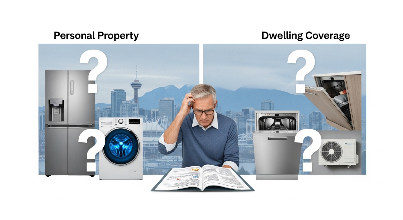 Person looking confused at their home insurance policy, illustrating appliance coverage confusion for Vancouver homeowners.