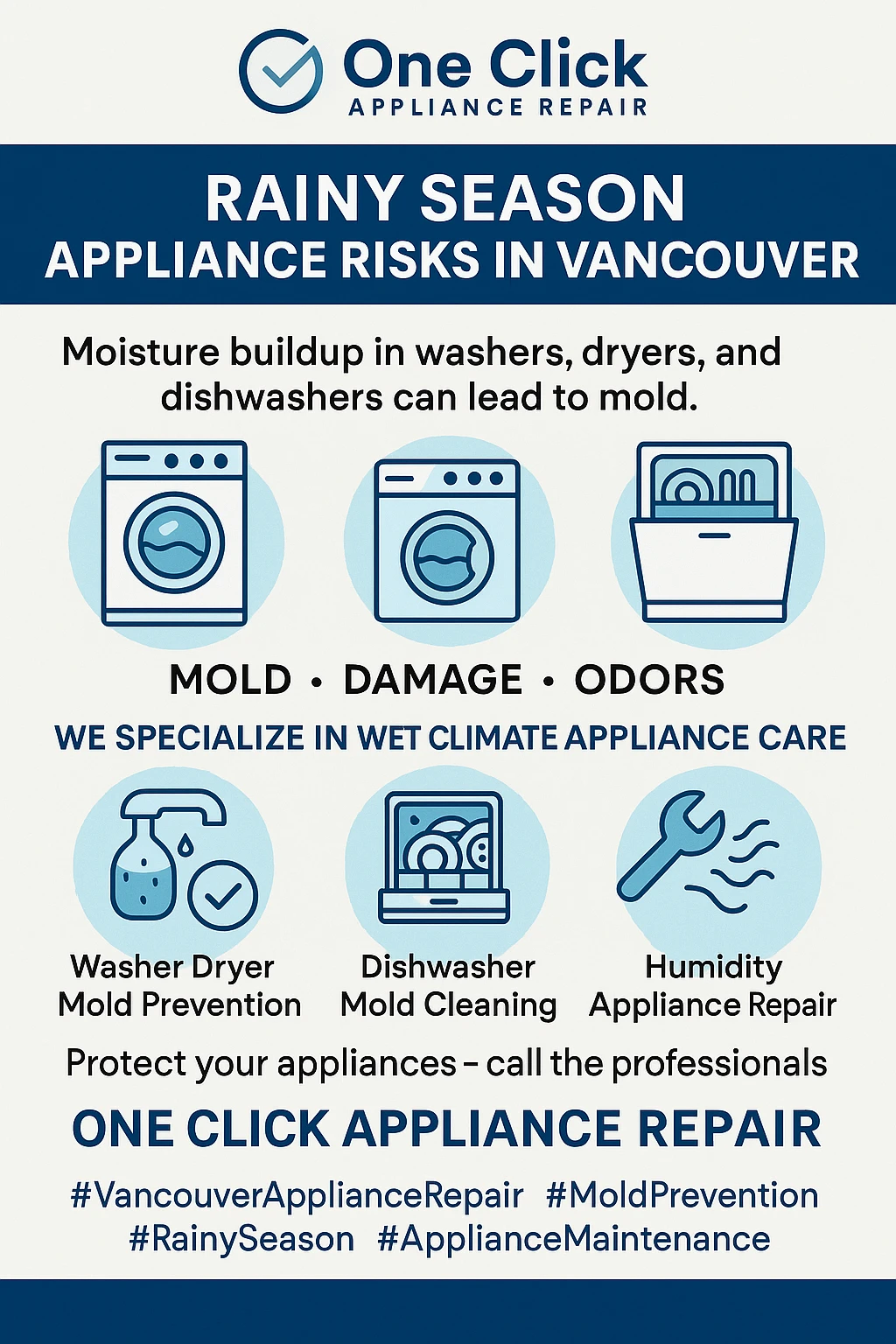 Vancouver appliance mold prevention key takeaways infographic
