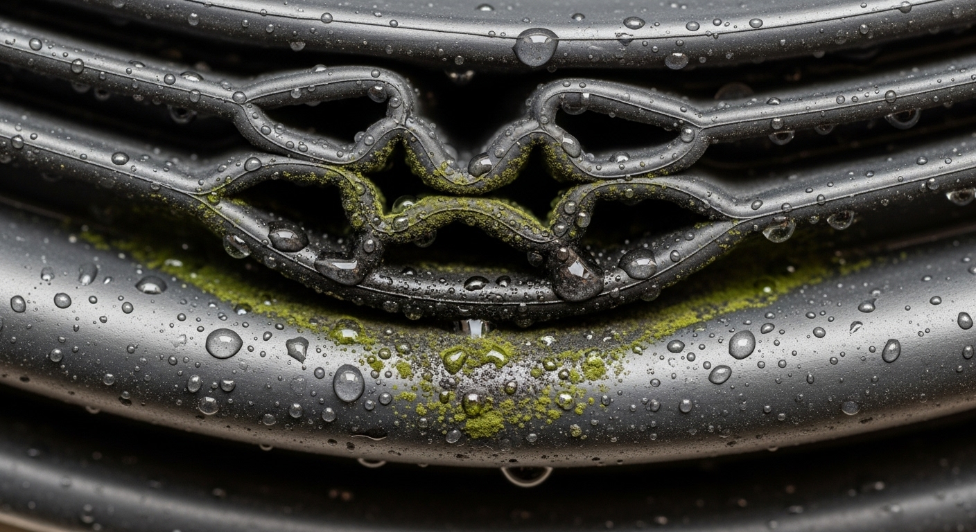 Washing machine moldy rubber seal closeup